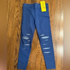 Dori Creations Denim Ripped Leggings Size 8/10 Color Blue Denim
